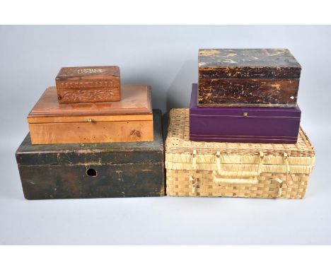 A Collection of Six Various Boxes and a Hamper