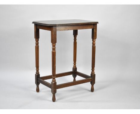 A Mid 20th Century Oak Rectangular Topped Occasional Table with Stretcher Shelf, 57cm Long