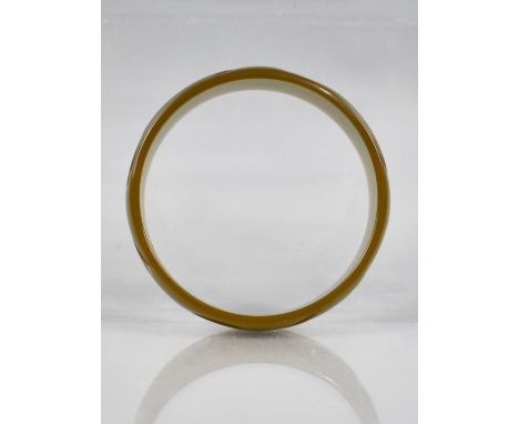 A Vintage Bakelite Bangle, Carved Pattern in Green and Brown Colourway