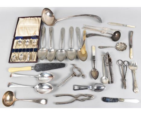 A Collection of Vintage Silver Plated Cutlery to Include Large Ladle, Lobster Picks, Pickle Forks etc