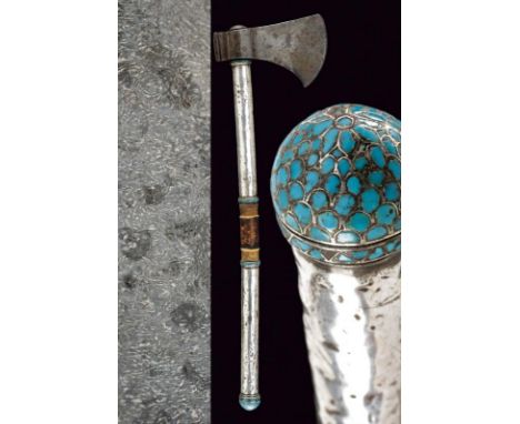 dating: circa 1800 provenance: Uzbekistan, The head made of fine damask, the axe with round edge, rectangular hammer. Wooden 