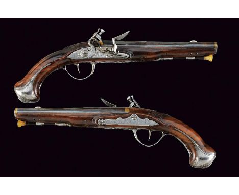 dating: about 1760 provenance: St. Etienne, Smooth, blued, round, 15 mm cal. barrel squared at the base, with silver rib and 