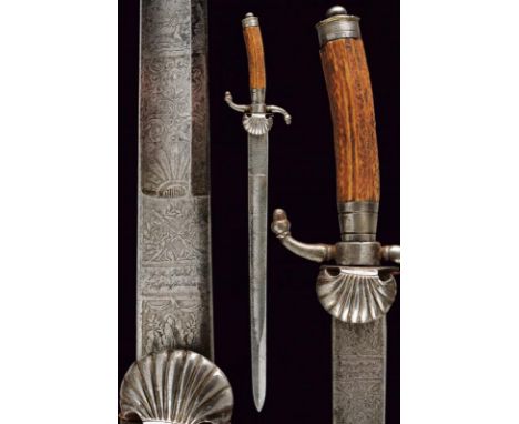 dating: First half of the 19th Century provenance: Germany, Straight, single-and-false-edged blade, with ribbed tip and fulle