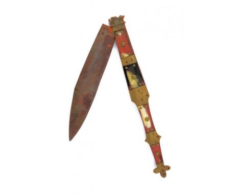 dating: first quarter of the 20th Century provenance: France, Large, single-edged blade with oblique tip, signed 'HAUDEVILLE 