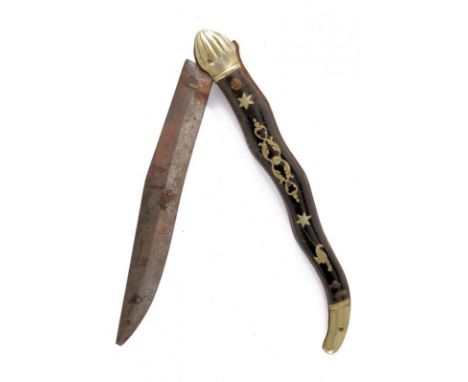 dating: first quarter of the 20th Century provenance: France, Single-edged blade (faulty tip) and tang. White metal hilt with