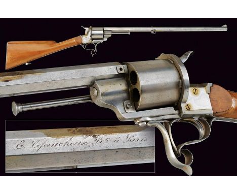 dating: about 1880 provenance: Belgium, Rifled, octagonal, 15 mm cal. barrel, marked 'E. Lefaucheux B.te a Paris', high fores
