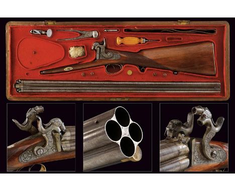 dating: 1865 provenance: Faenza, Group of four, smooth,  twisted, 17 mm cal. barrels, with upper rib decorated with a differe