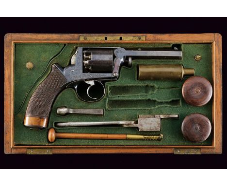 dating: about 1855 provenance: England, Rifled, octagonal, 10 mm cal. barrel with foresight, marked '1' under the nozzle; smo