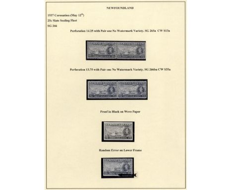 Newfoundland. 1937 Coronation 25ct mint perf 14.1 with/without watermark pair, perf 13.7 unmounted mint with/without watermar