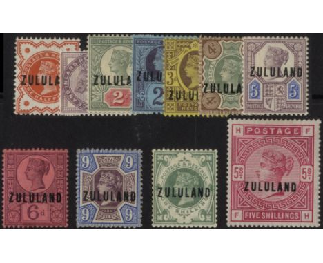 South Africa. Zululand. 1888-93 set of eleven mint, the 1d lightly hinged otherwise appearing unmounted; the 1/- with a red g