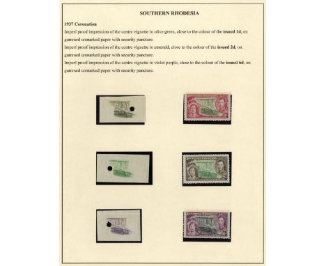 Southern Rhodesia. 1937 Coronation collection with mint pairs, 5 illustrated FDCs (one with slight toning) and a Westminster 