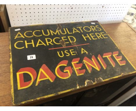 An original Dagenite the dependable accumulator double sided enamel sign (A/F)