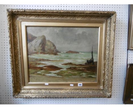 A gilt framed oil on canvas seascape