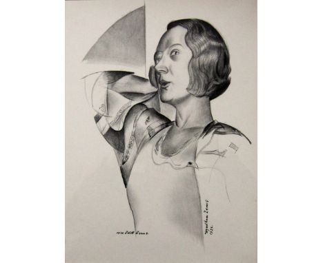 WYNDHAM LEWIS [1882-1957].  Dame Edith Evans, 1932.  lithograph, 24/200.  From the '30 Personalities and a Self Portrait [193