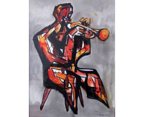 PETER KING [1928-57].  Trumpeter, c.1955.  gouache, signed.  38 x 27 cm [overall including frame 57 x 45 cm].  Provenance: pr