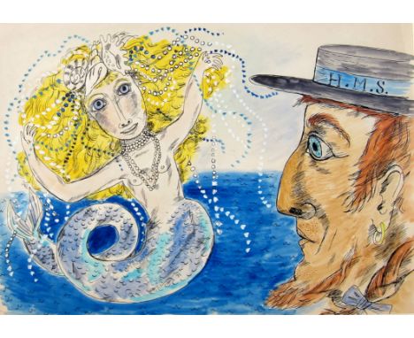 BETTY SWANWICK R.A. [1915-89]  Mermaid, c.1959.  watercolour.  26 x 36 cm [overall including frame 46 x 56 cm].  Provenance: 