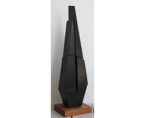 TOMMY ROWE [b.1941].  Forms from Sail, 2012.  patinated steel on mahogany base, unique.  signed, dated and titled.  80 x 21 x