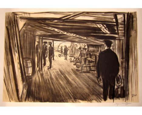 Sir MUIRHEAD BONE [1876-1953].  On Board a Battleship [HMS Lion], c.1917.  lithograph.  signed in pencil  40 x 52 cm [sheet s