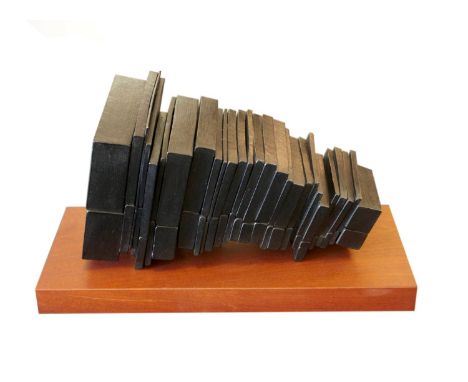 TOMMY ROWE [b.1941]. Cliff Forms, 2013. patinated steel on mahogany base, unique. signed, dated and titled. 56 x 25 x 29 cm. 