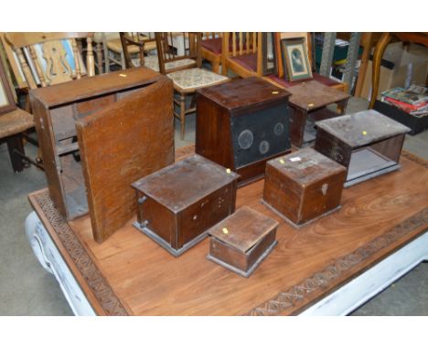 Four empty radio cases etc