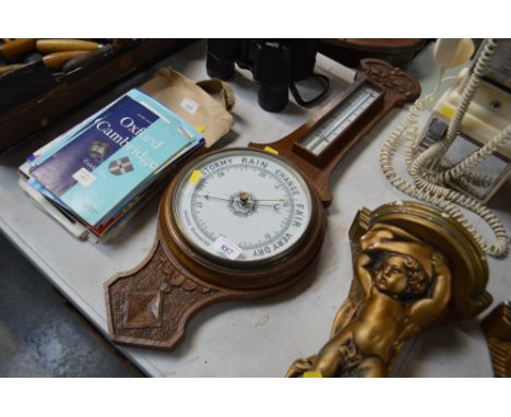 An oak cased banjo barometer AF