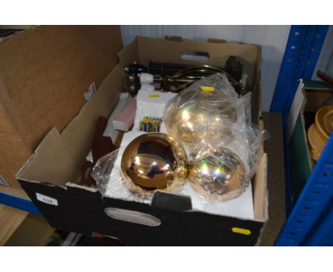A box of various light fittings, fans etc.