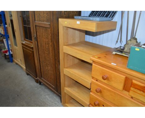 A light oak five tier shelving unit