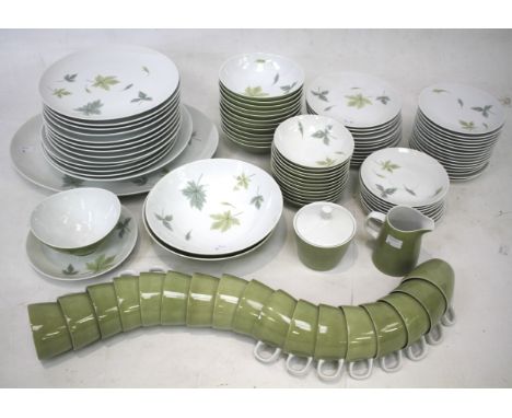A Mikasa Elite pattern 12 setting dinner/tea service. Including dinner plates, side plates, bowls, serving bowls, meat plates