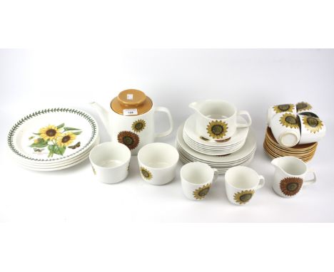 An assortment of Portmeirion and J G Meakin ceramics. All decorated with sunflower themed scenes, to include plates, tea pot,