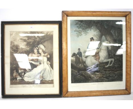 Two 19th century prints. After John Hoppner, 'Daughters of Sir Thos Frankland', and after Vernet, 'L'Arbre Franchi'. Both fra