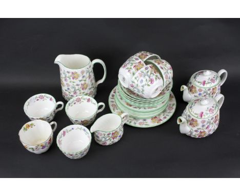 A collection of Minton Haddon Hall ceramics. To include tea cups, saucers, teapot, etc