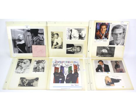 A collection of vintage autographs and signed photographs. To include Marilyn Monroe, Barbara Windsor, Charlie Chester, Drift