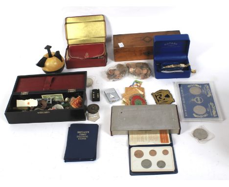 An assortment of collectables. Including a boxed Rotary watch, a vintage Players cigarette box commemorating the jubilee of G