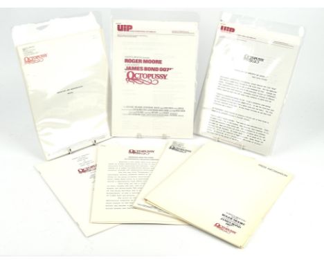 James Bond Octopussy (1983) Original Press and Production notes on headed paper including Production Notes, Marketing and Mer