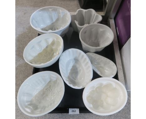 A collection of eight ceramic jelly or blancmange moulds Condition Report:Available upon request