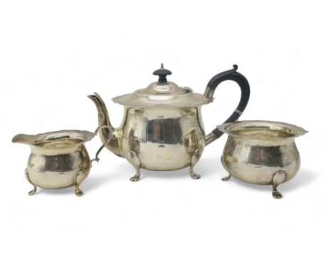 A George V silver three piece tea service, probably by Charles Horner, Birmingham 1928, 735gms (3) Condition Report:Available