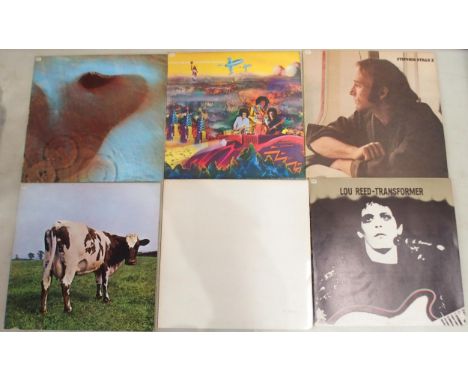 VINYL RECORDS a good box of prog rock, rock and pop vinyl LP records with Led Zeppelin, Lou Reed, Pink Floyd, David Bowie, Su