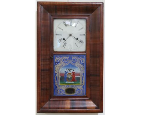 A mixed lot to include American walnut cased wall clock, metal bound travel trunk, Oriental style nest of two tables and a da