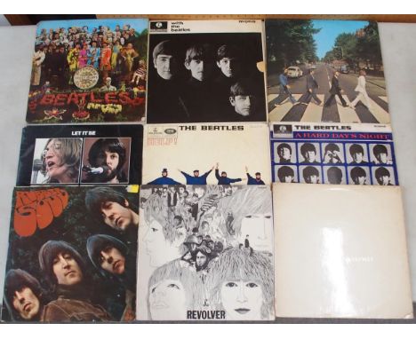 VINYL RECORDS&nbsp; a box of Beatles and Rolling Stones Lp's with Let It Be, Abbey Road etc Condition Report:Poor to fair con