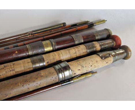 Two sea trout fishing rods: Hardy Bros Alnwick rod, 9ft 6 long, a Milward rod 10ft 6 long and one other, unbranded, 12ft long