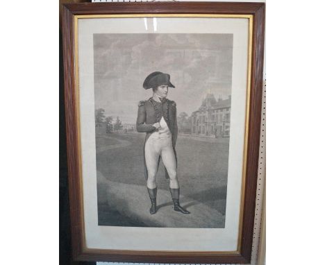 A 19th century black and white engraving of a full length portrait of Napoleon, 81 x 54 cm approximately, together with a 19t