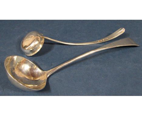 A George III silver sauce ladle, Edinburgh 1793, together with a further smaller Georgian example (2) 