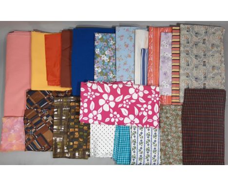Vintage dress fabric lengths from late 60's/ early 70's including a 2.7m length cotton print 'Annabel' by Sanderson (width 12