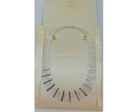 Vintage silver Cleopatra style necklace with textured finish 