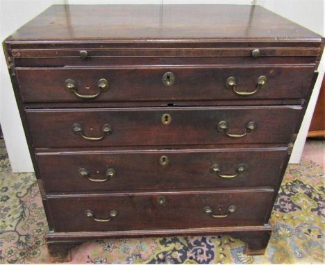 A small George III caddy top chest of four long drawers with brush slide, raised on bracket supports, 80cm wide 
