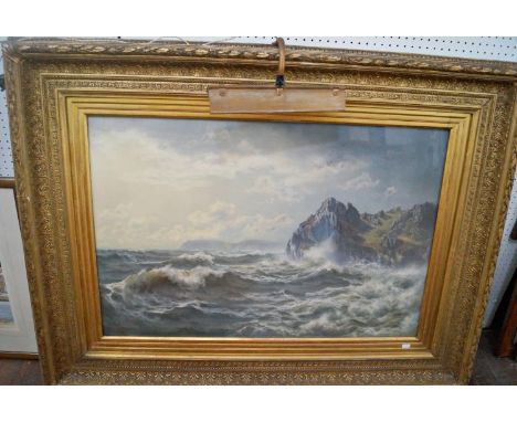 Walter James Shaw (British 1851-1933) - Devon coastal scene, oil on canvas, signed, label verso with location details, dated 