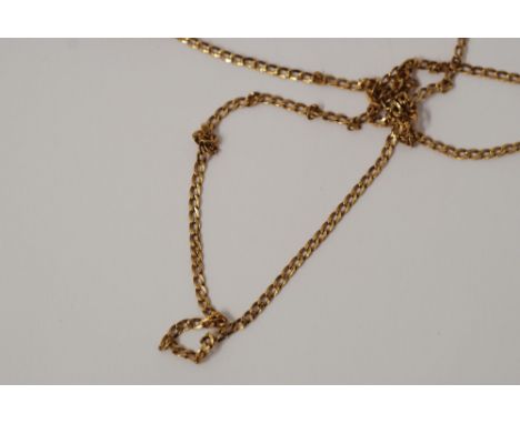 9ct GOLD FINE CHAIN NECKLACE, 18 1/2" long, 1.2gms (lacks end ring) 