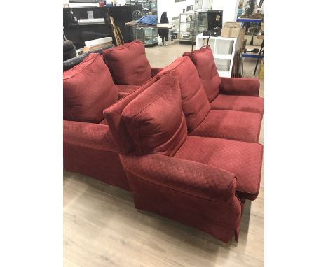 3 SEATER & 2 SEATER SOFA , RED WITH SPARE COVERS (BLUE)