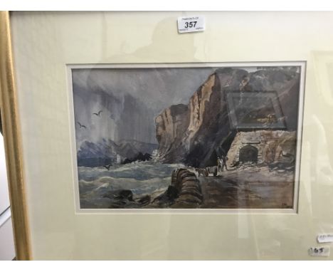 CICELY WELBY - ORIGINAL WATER COLOUR DEPICTING SEA CLIFFS