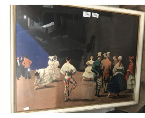 MID CENTURY FRAMED COLOUR PRINT - CARNIVAL , LAURA KNIGHT
